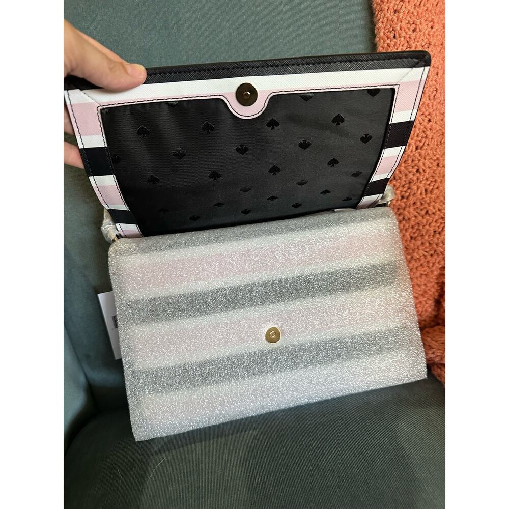 Kate Spade Black and Pink Striped Crossbody Bag - Picture 8 of 9